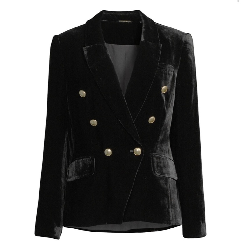 Elie Tahari Double-Breasted Velvet Blazer